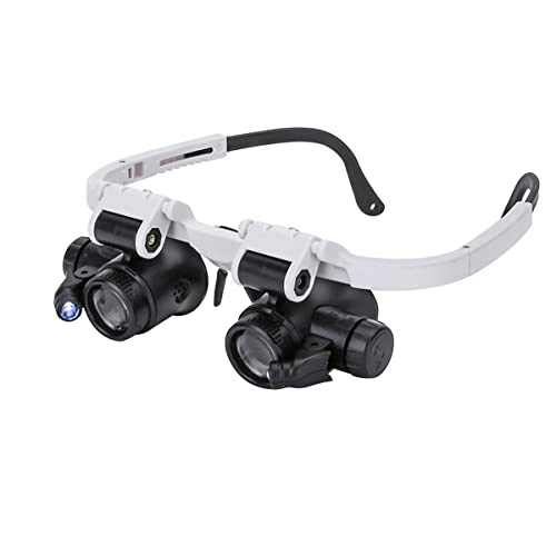 Microscope 2 LED Lights Magnifier Glasses 8X/15X/23X Head-Mounted Adjustable Repair LED Lamp Illuminating Microscope