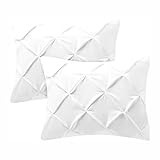 Kotton Culture Set of 2 Pillow Shams Pinch Pleated 100% Egyptian Cotton 600 Thread Count Super Soft Decorative Hotel Class Bedding (Queen/Full, White)
