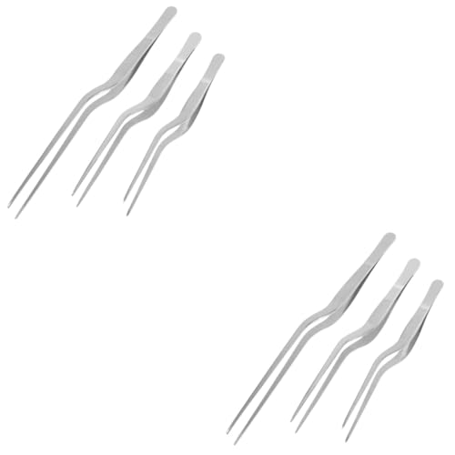 Cabilock 6 Pièces Pincettes En Acier Inoxydable Cuisson Pince à Anti-chaleur Pince à Épiler Pince à Griller Pincettes De Placage Jardin Accessoires De Cuisine Oreille Clip Alimentaire