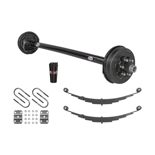 5,200 LB Brake Axle Kit - Cambered Trailer Axle with Springs and Ubolts - 6 Lug Trailer Axle (89