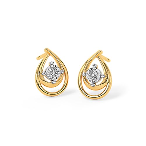 Image of CaratLane 9 KT Yellow Gold Dual Pear Diamond Stud Earrings for Women
