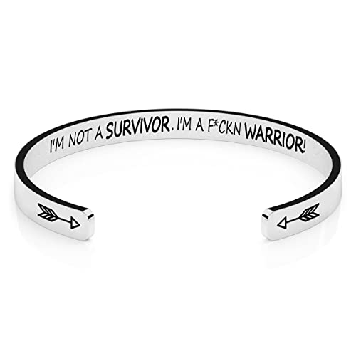 Cancer Survivor Gifts for Women Inspirational Cuff Bracelet Stainless Steel Engraved Jewelry Birthday Christmas Gift for Her