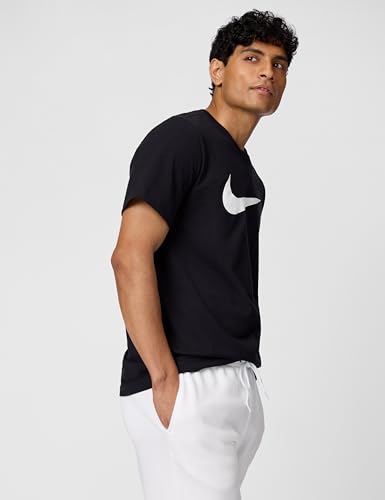 Nike Men's Sportswear Icon Swoosh T-Shirt, Black/White, X-Large - Image 6