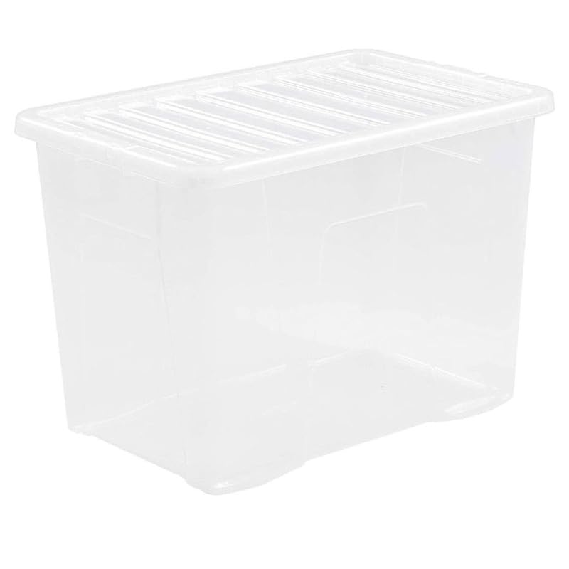 Neat. Plastics Large Heavy Duty Plastic Storage Box With Clear Lids, Durable, Nestable & Stackable Organizing Box Container For Home, Garage & Office, Pack of 6