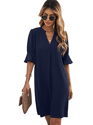SheIn Damen Tunika Kleid Sommer Kurz Kleider Elegant Blusekleid...