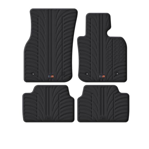 TRAVALL Rubber Car Mats (set of 4) compatible with Mini 5 Door Hatchback (2013-Current) Heavy Duty Floor Mats Moulded Premium Mats Easy Clean Black with Clips - Anti Slip All-Weather Protection