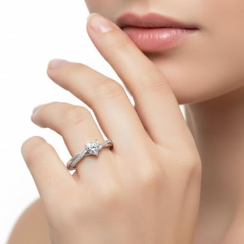 Image of 55Carat Choose Your Gemstone 925 Sterling Silver Infinity Twist Ring Crystal Heart Shape Side Stone Wedding Valentine Wear Promise Ring with Pave Setting for Women Size US 4 to 12