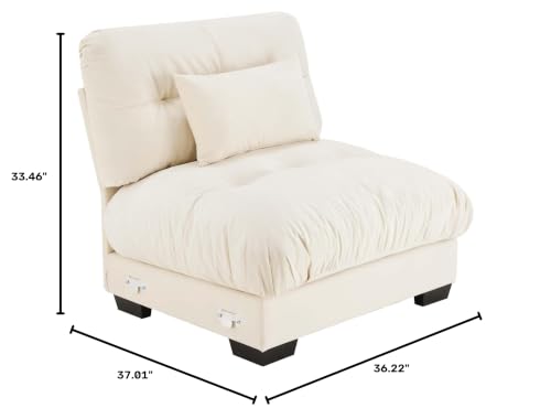 Image of SoarFlash Velvet Sectional Middle Position Sofa, Beige