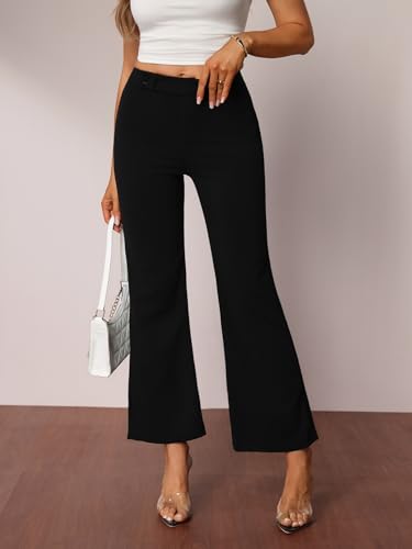 Women's Flare Leg High Waisted Pants Dressy Casual Bell Bottoms Trousers4