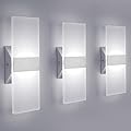 LED Wall Sconce Modern Wall Light Lamps 12W Cool White 6000K Up and Down Indoor Acrylic Lighting Fixture for Living Room Bedroom Hallway Conservatory Home Room Decor Not Dimmable No Plug(3 Pack)