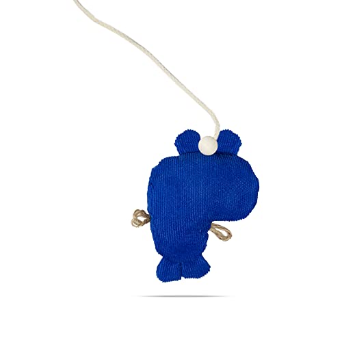 Image of BarkButler x Fofos Cat Teaser Toy Beaver Interactive, Blue|Bell & US Imported Catnip Inside|Durable Wooden Stick+Robust Rope|for All Cat Breeds