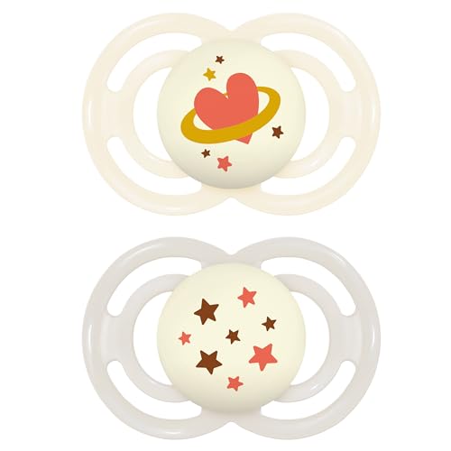 Image of MAM Perfect Night Baby Pacifier, Patented Nipple, Glows in The Dark, 2 Pack, 16+ Months, Unisex