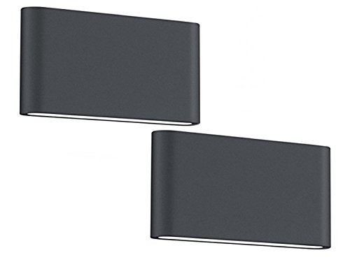 meineWunschleuchte 2er SET flache LED Außenwandleuchten aus Aluminium...