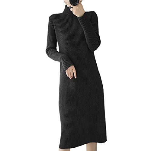 Robe en tricot coréenne vintage noire pour sublimer votre silhouette en taille M