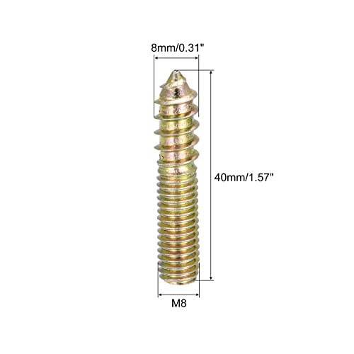 Image of uxcell M8x40mm Hanger Bolts, 8pcs Double Ended Thread Dowel Screws for Wood Furniture
