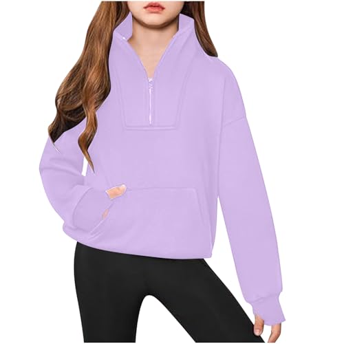 Sweatshirt for Teen Girls Half Zip Long Sleeve Pullover Sweater Loose Fit Casual Cute Fall Winter Clothes with Pocket