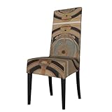 Taille du produit : cette housse de chaise de salle à manger WZYWHJ à motif de cercle antique mesure 36 à 46 cm de longueur, 38 à 50 cm de largeur et 46 à 56 cm de hauteur. Veuillez mesurer la taille de votre chaise avant de commander.