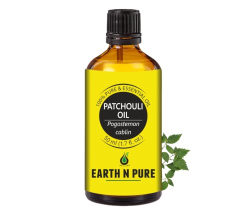 Image of Earth N Pure Patchouli Essential Oil 100% Pure & Natural | Patchouli Oil for Diffuser, Aromatherapy, Skin Care, Hair Care & Perfume Making | Deep Earthy Fragrance for Relaxation | Undiluted Therapeutic Grade - 50ml