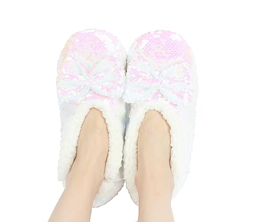 Panda Bros Womens Ballerina Sequin Slippers, Bling House Slippers With Grippers2