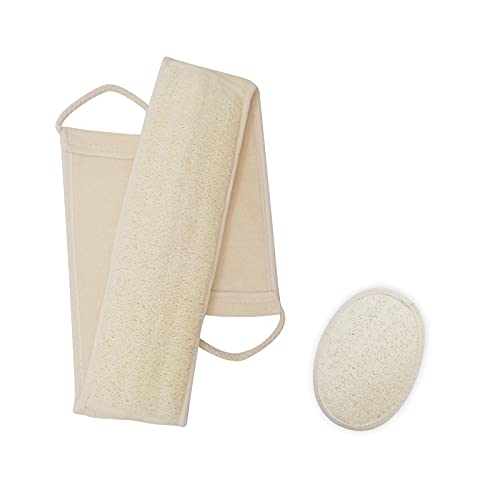 Back Scrubber for Shower for Men, Shellvcase Natural Loofah Exfoliating Body Scrubber, Back Exfoliator, Shower Loofah Set for Men, Loofah Sponge Pads Long Scrubber Deep Clean & Invigorate Your Skin