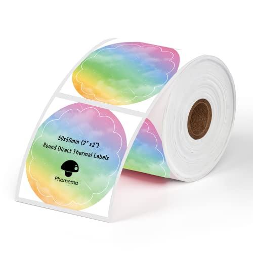 Memoqueen Pink Bluetooth Shipping Thermal Label Printer With 2X2 Flower Shape Thermal Labels(Rainbow Color,500Pcs) Wireless Label Printer For Shipping Packages & Small Business #TOP6