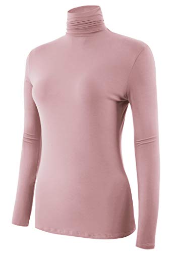 Image of AUHEGN Women's Long Sleeve Lightweight Turtleneck Top Pullover Casual Active Layer Tops Shirts