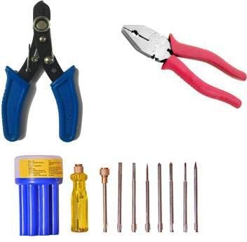 Agam Hand Tools Set of 3 Hand Tool Kit (3 Tools) Red Plier and Screwdriver Set Kit with Wire Cutter