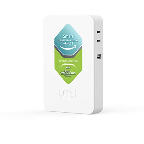 UMI Step Up and Down Voltage Converter 80W, Slim and Light, Smart Convert from 110V to 220V Also 220V to 110V for Worldwide Travelers, with USB(5V/2000mA) Charging Port