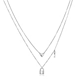 HUKKUN Lock and Key Necklace for Women Sterling Silver Padlock Stacked Layered Necklaces Jewellery Gifts for Women Girls