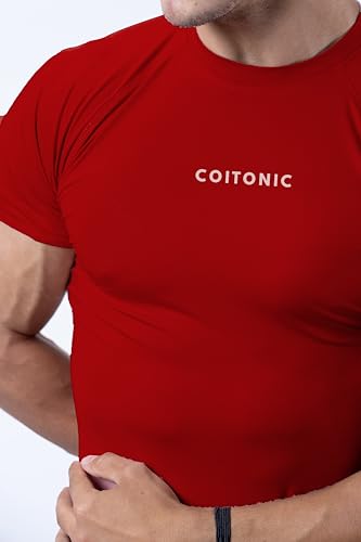 Image of COITONIC Men Compression Half Sleeves Round Neck T-Shirt for Gym and Sports Wear