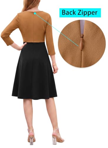 Image of VFSHOW Womens Front Zipper Work Business Casual Office Church A Line Dress