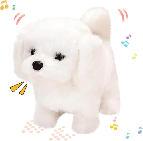 Image of Hopping Walking Bunny Toy with Sounds, Jumping Rabbit Wiggling Ears, Twitching Mouth and Nose, Educational Interactive Bunny Rabbit Toy for Baby Kids (White Dog)