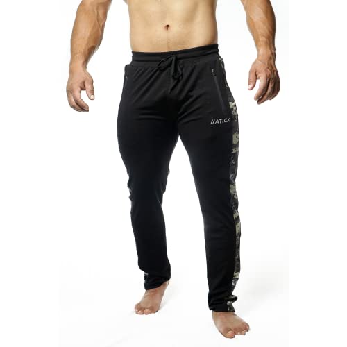 Image of ATICX Men's Slim Fit Polyester Track Pants - 4 Way Stretch Lycra Lower for Sports, Running, Gym with 2 Zip Pockets