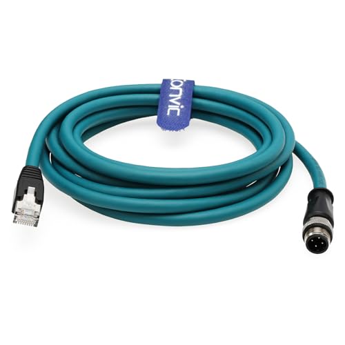 Câble Ethernet M12 vers RJ45 Cat5e de 3m bleu en PVC souple pour réseaux d'automatisation