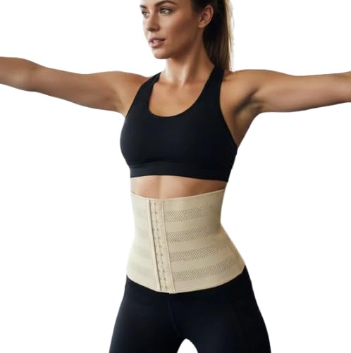 Waist Trimmer Belt for Women | Sweat Belt for Belly Fat Loss, Tummy Tucker Waist Cincher, Adjustable Compression Body Shaper with Back Support for Gym, Workout, Postpartum Beige-image-24