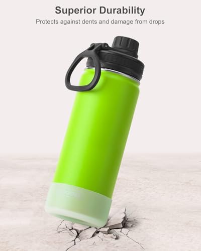 Image of koodee Insulated Water Bottle, 18 oz Stainless Steel Double Wall Vacuum Wide Mouth Sport Bottle with Leakproof Spout Lid (Apple Green)