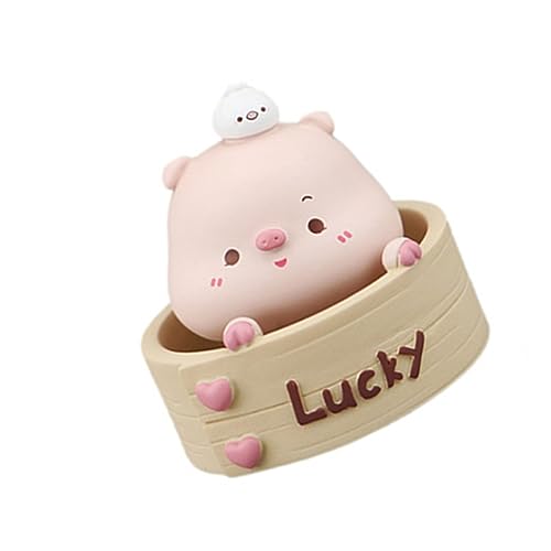 ibasenice Lindo Adorno De Cerdo Figuras del Salpicadero del Coche Adorno De Figura De Cerdo Coche Sacudiendo La Cabeza Animales Cabezones De Coche Resina Pastel De Cumpleaños