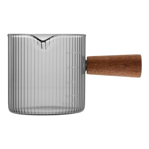VALICLUD Kaffeekännchen aus mit Holzgriff Messbecher für Espresso für Zuhause und Restaurants mit Praktischem Ausguss und Leichtem Design VALICLUD Kaffeekännchen aus mit Holzgriff Messbecher für Espresso für Zuhause und Restaurants mit Praktischem Ausguss und Leichtem Design