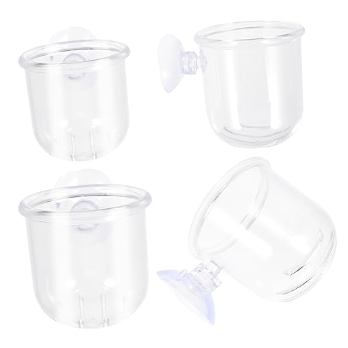 BESPORTBLE 4個 フィーダ 水槽用ネオンクラゲ 池の自動給餌器 カップフック テラリウムキット ネット タンクアクセサリー 水族館の魚の餌箱 吸引式給餌器 魚の給餌カップ 水草コンテナ ガラス