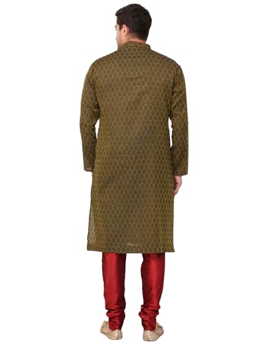 Image of Men's Cotton Jacquard Kurta and Churidar Set