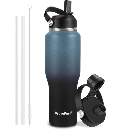 Image of 32oz Water Bottle Insulated with Straw,Leak Proof Water Bottles,Mens Water Bottle Stainless Steel for Gym,Hiking,Travel,Sport,1 Liter,Bpa free