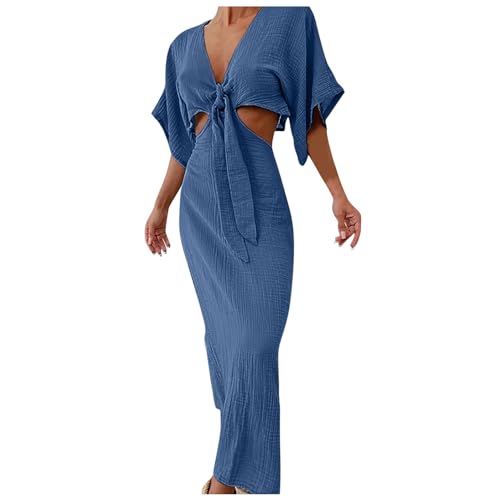Robe col en V pour femme moulante pour mariage et soirée chic