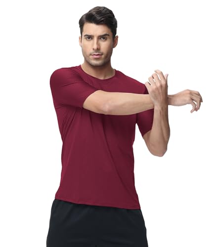 Image of Kinglaman 1 /4 /5 /6 Pack Men's Workout Gym Dry Fit Short Sleeve T Shirts | Quick Dry Fabric, Breathable Mesh, Moisture Wicking, Athletic Regular Fit, for Training, Running, All Sports Activities