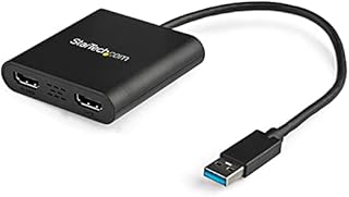 StarTech.com USB 3.0 to Dual HDMI Adapter - 1x 4K 30Hz & 1x 1080p - External Video & Graphics Card - USB Type-A to HDMI Dual Monitor Display Adapter - Supports Windows Only - Black (USB32HD2)