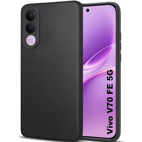 Image of TheGiftKart Sleek Back Cover Case for Vivo V70 FE 5G | Slim Fit Protective Design | Ultra Matte Finish | Camera Protection Bump | Soft Silicon Back Cover Case for Vivo V70 FE 5G (Silicone, Black)