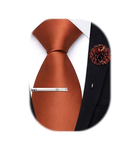 Image of Hi-Tie Pretied Boys Ties Solid Color Kids Adjustable Necktie Lapel Pin Clip Set Age 8-12 Wedding School Graduation