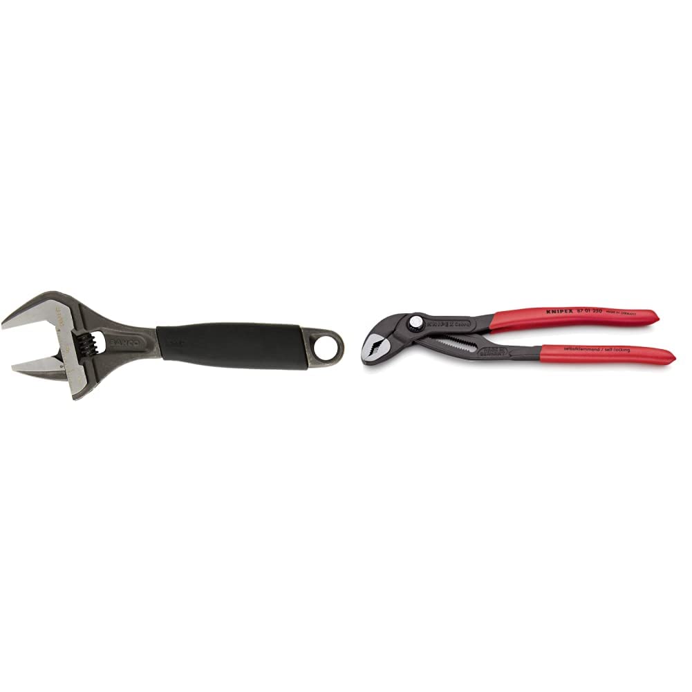 Bahco Ergo Big-Mouth Adjustable Wrench with KNIPEX Cobra Water Pump Pliers