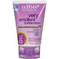 Alba Botanica Kids SPF 45 Very Emollient Sunscreen, 4 Ounce Tube
