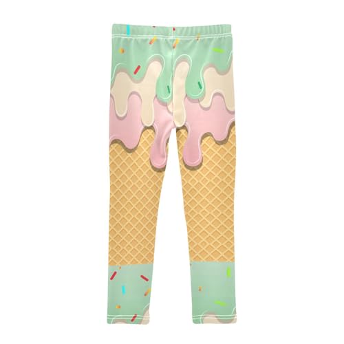 Ice Cream Waffle Girls Leggings,Workout Leggings for Girls Toddler Athletic Legging Size for 3-10T2