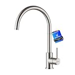 GRIFEMA G4008 Kitchen Sink Taps Mixer with Single Lever High Arc 360°Swivel, Stainless Steel Kitchen Mixer Taps 1 hole with Chrome Finish, Classic Design[Energy Class A+]